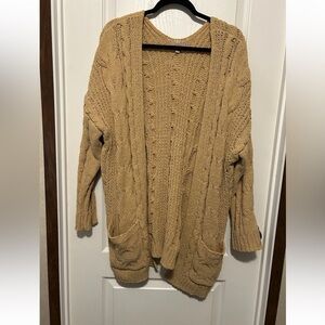Love Tree Tan Cable Knit Cardigan - Size Small